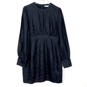 NWT Dissh Midi Dress Women's Size 14 Black 100% Linen Long Sleeve Dark Romantic